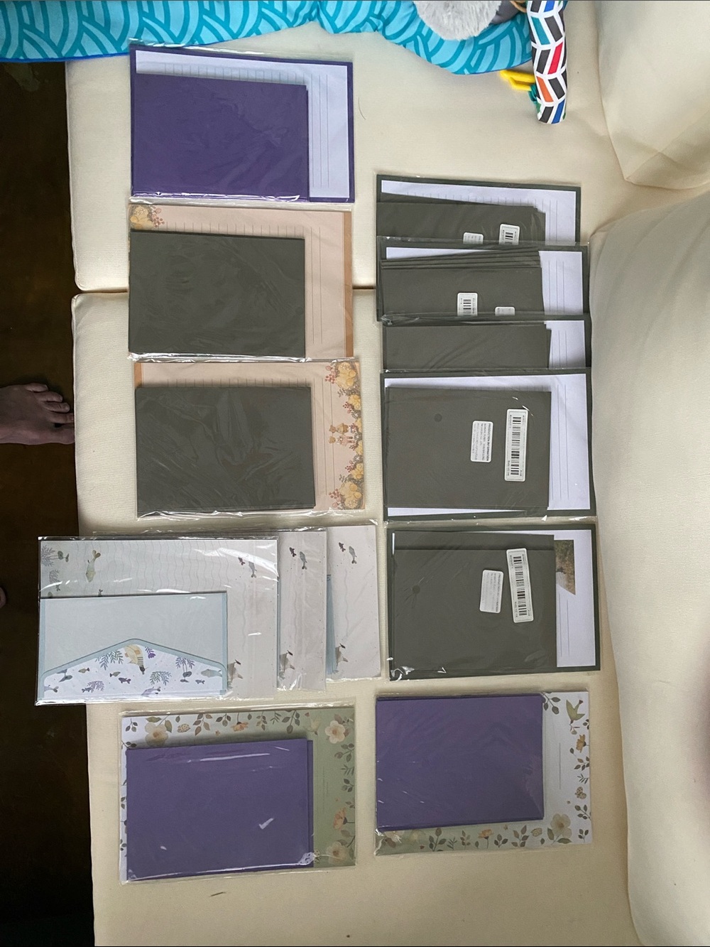 Assorted Blank Note Cards and Envelopes - Purple, Olive, Floral